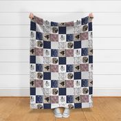 Farm Wife//Navy&Mauve - Wholecloth Cheater Quilt Farm Wife//Navy&Mauve - Wholecloth Cheater Quilt  - Rotated