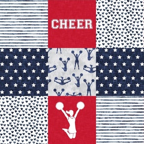 Cheer Wholecloth - cheerleading - hearts and stars - red and navy - LAD21