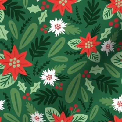 Merry and Bright Christmas Floral - Medium Scale