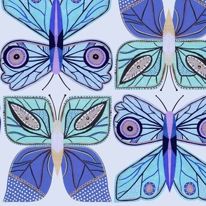 Retro Butterflies Blue - Large