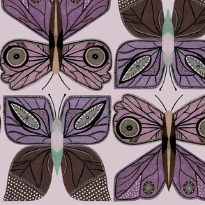 Retro Butterflies Dusty Plum - Large