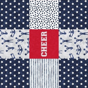 Cheer Wholecloth - cheerleading - hearts and stars - red and navy (90) - LAD21
