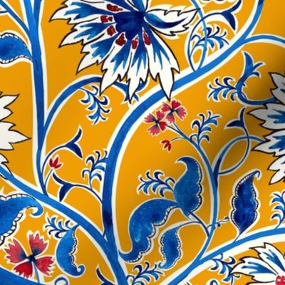 watercolor indian floral-medium-marigold