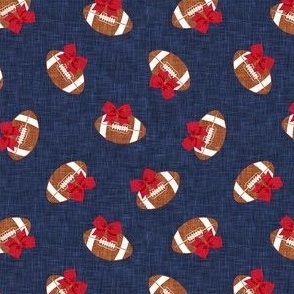 Football Cheer - Cheerleading bows - football - red on navy - LAD21