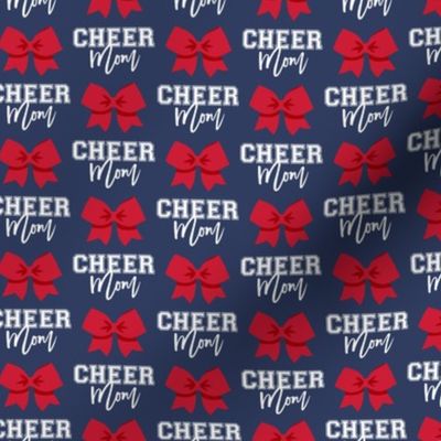 Cheer Mom - bows - red on navy - LAD21