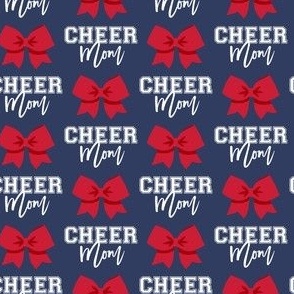 Cheer Mom - bows - red on navy - LAD21