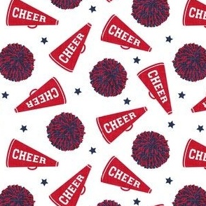 Cheer - Cheerleading - pom poms and megaphone - red and navy - LAD21