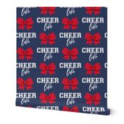 Cheer Life - bows - red on navy - LAD21