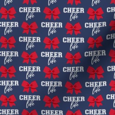Cheer Life - bows - red on navy - LAD21