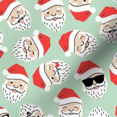 Santa Emojis on Mint, Large Scale