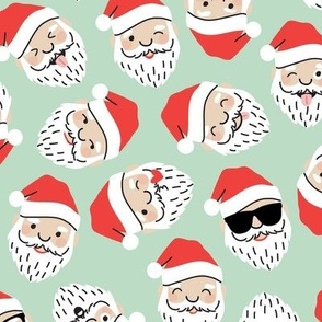 Santa Emojis on Mint, Large Scale