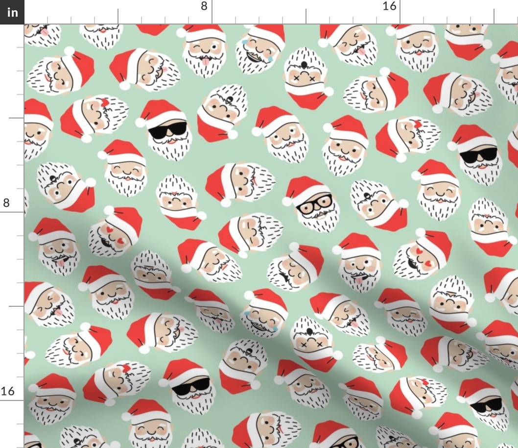 Santa Emojis on Mint, Large Scale