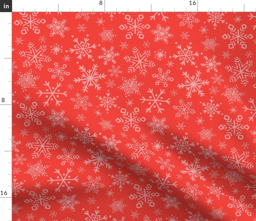 Snowflake - Pink on Red, Medium Scale