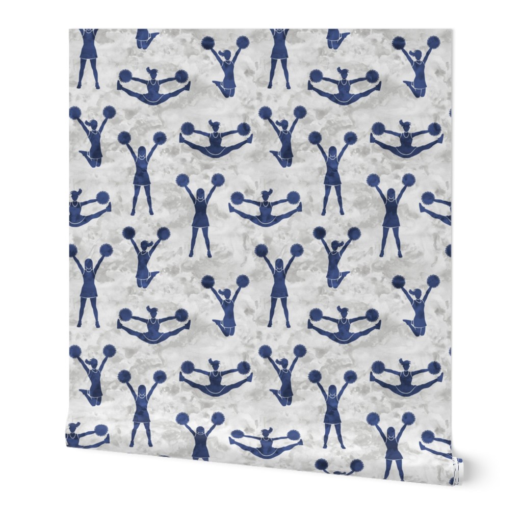 Cheerleading - cheer - blue on grey watercolor  - LAD21