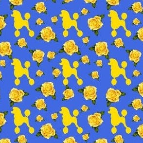 Blue with Yellow Poodle and Yellow Rose
