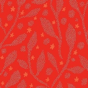 Dotty Jungle leaves - vermilion red 