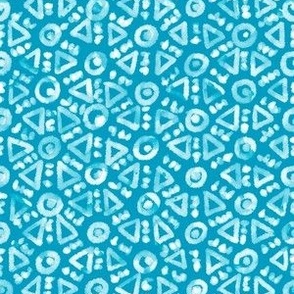 Batik Tribal Burst Mud Cloth on Caribbean Blue (s)