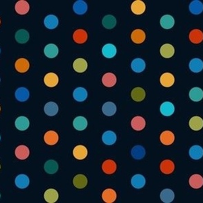 Rainbow Multi colored dots on black (m)