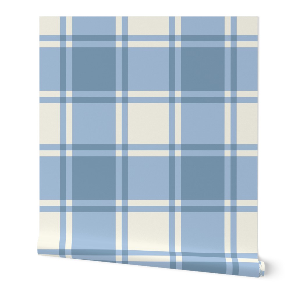 Sky Blue Gingham with Cream Background Checks Country Folksy Large Scale