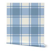 Sky Blue Gingham with Cream Background Checks Country Folksy Large Scale