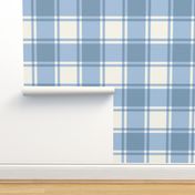 Sky Blue Gingham with Cream Background Checks Country Folksy Large Scale