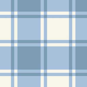 Sky Blue Gingham with Cream Background Checks Country Folksy Large Scale