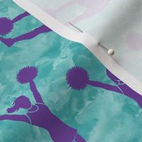 Cheerleading - cheer - purple on teal watercolor - LAD21