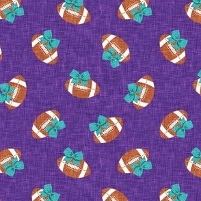 Football Cheer - Cheerleading bows - football - real bows on purple - LAD21