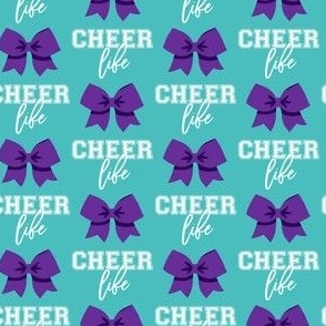 Cheer Life - bows - purple on teal - LAD21