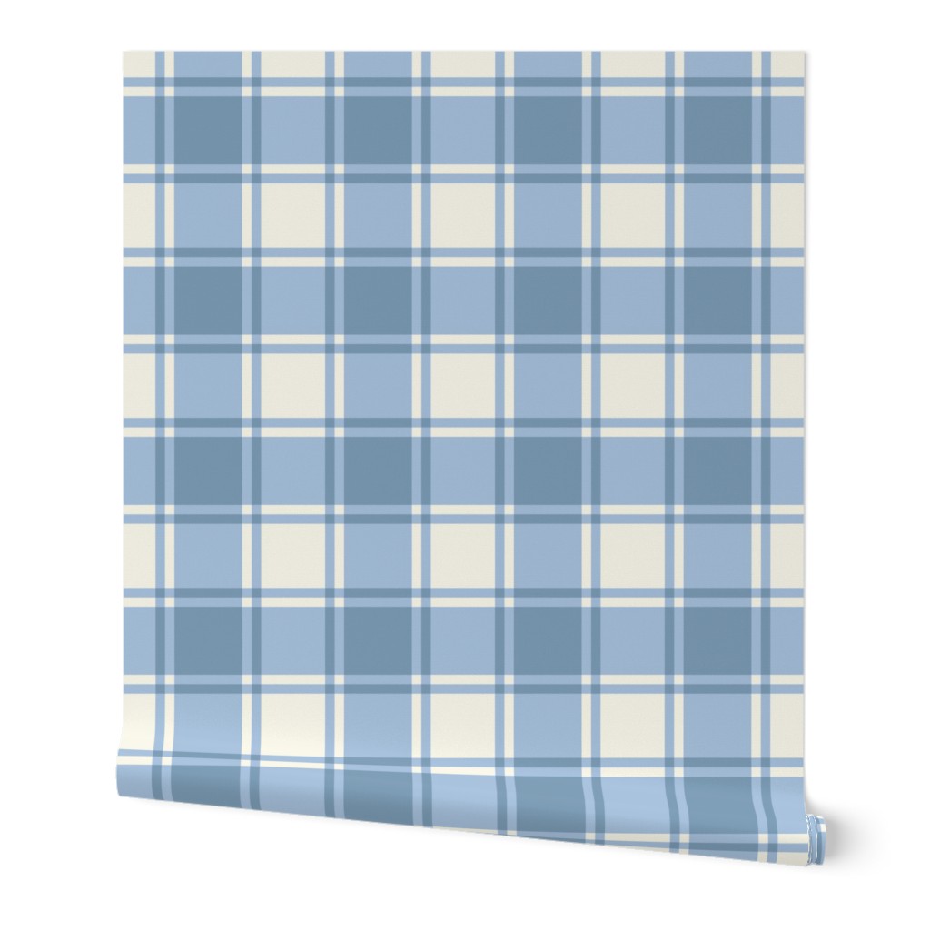 Sky Blue Gingham with Cream Background Checks Country Folksy Medium Scale