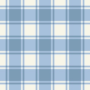 Sky Blue Gingham with Cream Background Checks Country Folksy Medium Scale