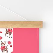 Vintage Valentine Deer Cheater Quilt, 6” squares
