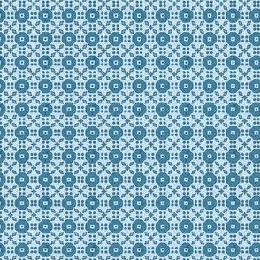 Mini Prints: Wee Floral Grid - Teal Blue 