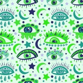 All Seeing Eyes Blue And Green