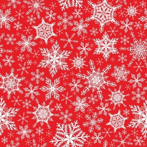 Festive Red White Snowflakes