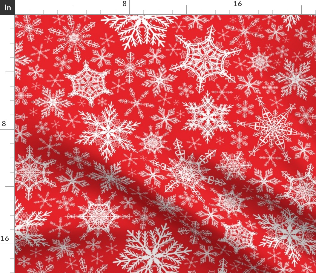 Festive Red White Snowflakes
