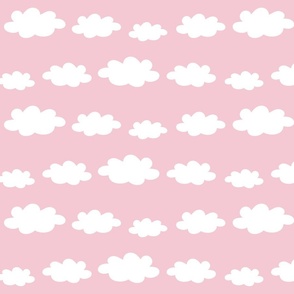 Cotton candy pink pastel white clouds