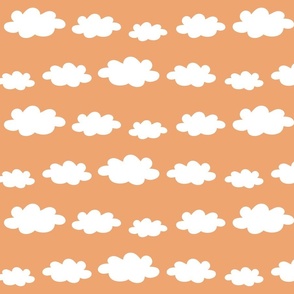 White clouds rows pastel papaya orange Wallpaper