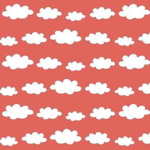 White clouds rows coral red Wallpaper