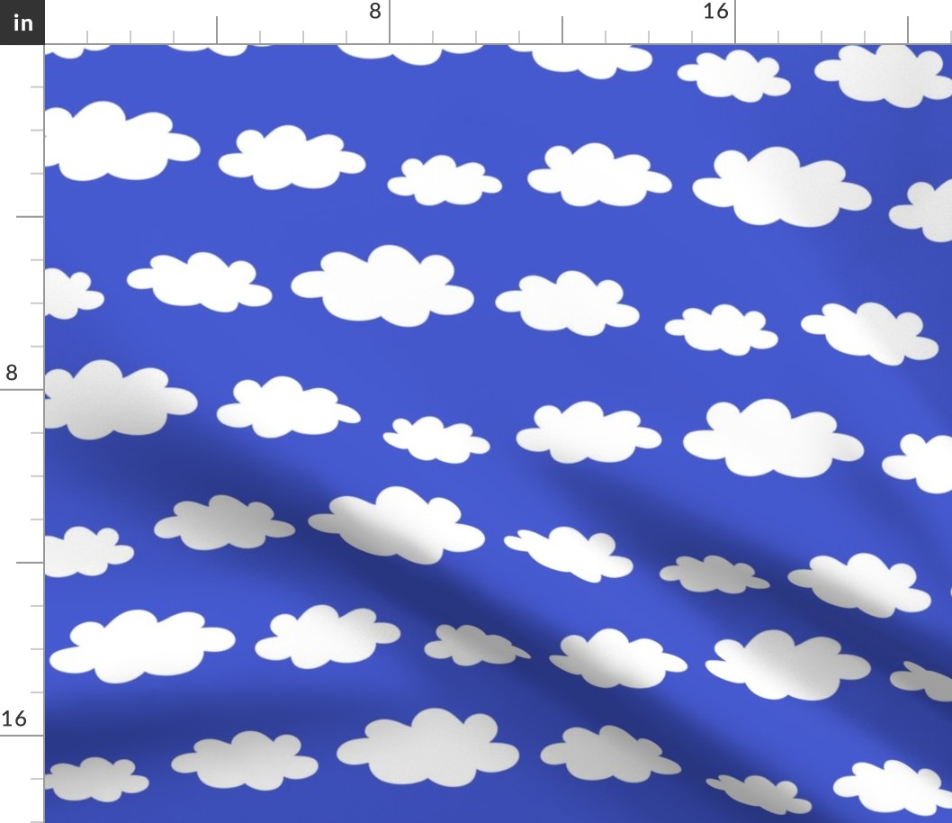 White clouds rows electric blue Wallpaper