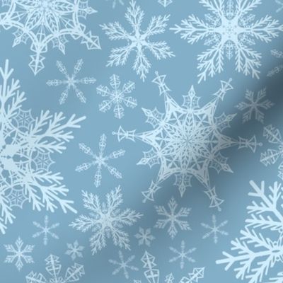 Dusty Teal Blue Snowflakes