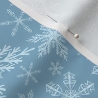 Dusty Teal Blue Snowflakes