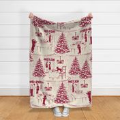 Bad Dog Holiday Party Toile - Red on Cream - Jumbo