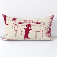 Bad Dog Holiday Party Toile - Red on Cream - Jumbo