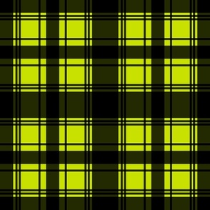 Plaid check in black and lime green