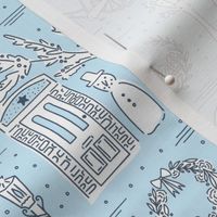 A Festive Stroll Christmas Toile - Medium Scale Icy Blue