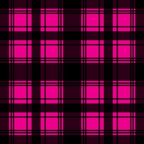 Plaid check in black and hot pink