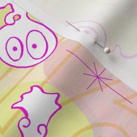 Ditsy Ghost-ies - Halloween pastel ghosts - ditsy Halloween Pastels - Pink, Yellow -- 339dpi (44% of Full Scale)