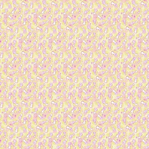 Ditsy Ghost-ies - Halloween pastel ghosts - ditsy Halloween Pastels - Pink, Yellow -- 1412dpi (11% of Full Scale)