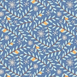 L - branches with oranges on blue- Nr.1. Coordinate for Peaceful Forest - 6"